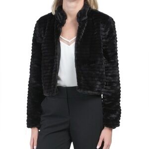 Betsey Johnson Mini Mink Waist Fur Puffy Jacket Black XL